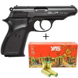 Набір Стартовий пістолет Sur 2608 + Патрони холості пістолетні YAS Gold 9 mm