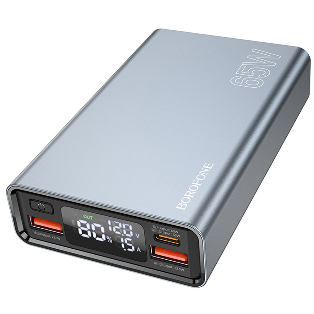 Повербанк Borofone Happy way BJ40 65W 15000mAh Metal Gray