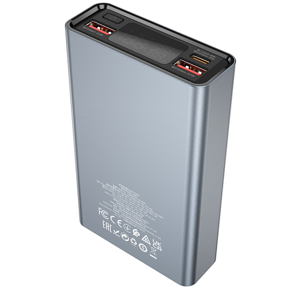 Повербанк Borofone Happy way BJ40 65W 15000mAh Metal Gray
