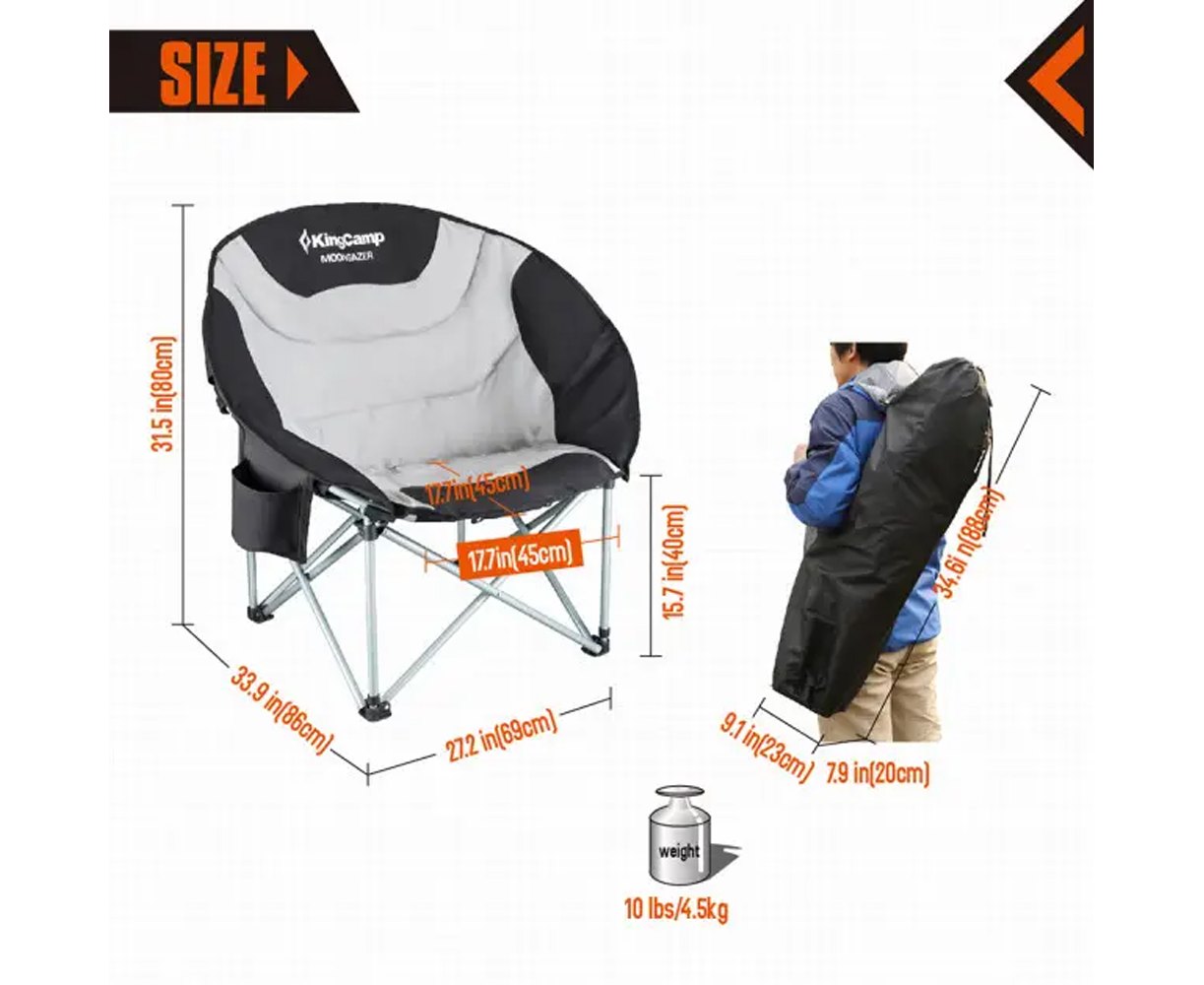 Розкладне крісло KingCamp Moon Camping Chair with Cooler Black / grey