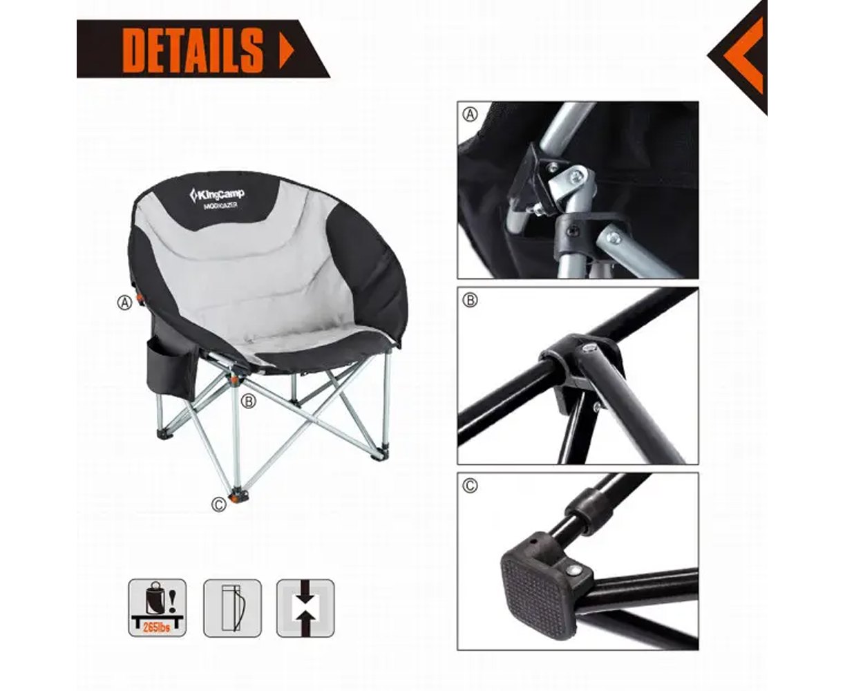 Розкладне крісло KingCamp Moon Camping Chair with Cooler Black / grey