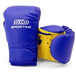 Боксерские перчатки Sportko 6oz синий ПД2 6 унц, Вес: 6 унций, Цвет: Синий/Жёлтый