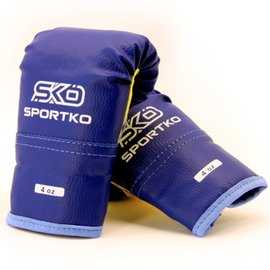Боксерские перчатки Sportko 4oz синие ПД2 4 унц, Вес: 4 унций, Цвет: Синий/Жёлтый, изображение 2