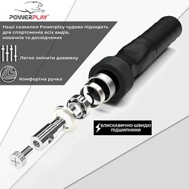 Скакалка скоростная PowerPlay 4208 черная (PP_4208_Black), Цвет: Чёрный, изображение 3