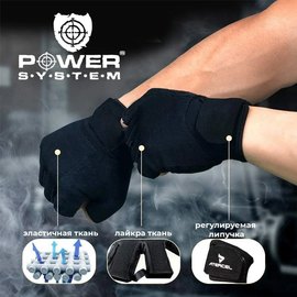 Рукавички для фітнесу Power System PS-2200 Black XL (PS-2200_XL_Black), Розмір: XL, Колір: Чорний, зображення 6