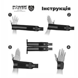 Бинты для запястья (кистевые бинты) Power System PS-3500 Red/Black (PS-3500_Red-Black), Цвет: Красный/Чёрный, изображение 4