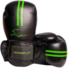 Боксерські рукавички PowerPlay 3016 Чорно-зелені 10 ун (PP_3016_10oz_Black/Green), Вага: 10 унцій