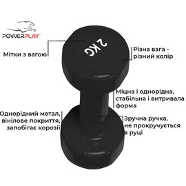 Гантель PowerPlay 4125 виниловая 2 кг (PP_4125_2kg), Вес: 2 кг, изображение 3