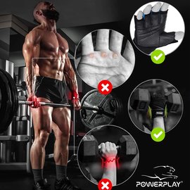 Рукавички для фітнесу PowerPlay 9058 Thunder M чорно-сині (PP_9058_M_Thunder), Розмір: M, зображення 4