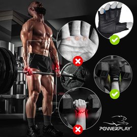 Рукавички для фітнесу PowerPlay 9076 чорні L (PP_9076_L_Black), Розмір: L, Колір: Чорний, зображення 4