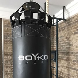 Боксерский мешок BoYko BS цилиндрический, кожа, 180х50 см на 8 ремнях (bs0411503306), изображение 3