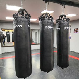 Боксерский мешок BoYko BS цилиндрический, кожа, 200х40 см на 6 ремнях (bs0411403107), изображение 3