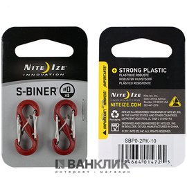 Набор пластиковых карабинов Plastic #0 SBP - Red 2 pk красный (94664014725)