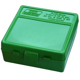 Коробка MTM на 100 патронов кал. 7,62x25; 5,7x28; 357 Mag зеленый (P-100-3-10), Цвет : Зелёный