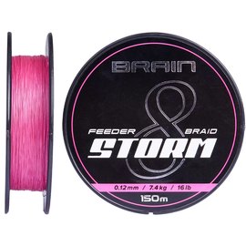 Шнур Brain Storm 8X pink 150m 0.16mm 25lb/11.1kg (1858.51.91), Диаметр, мм: 0.16 мм, Разрывная нагрузка, кг : 11.1