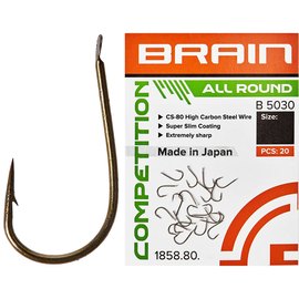 Крючок Brain All Round B5030 #12 20 шт/уп bronze (1858.80.41), Номер крючка, № : 12