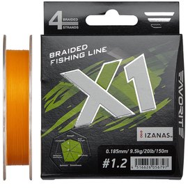 Шнур Favorite X1 PE 4x 150m #2.0/0.240mm 30lb/13.8kg оранжевый (1693.11.23), Диаметр, мм: 0.240 мм, Разрывная нагрузка, кг : 13.8
