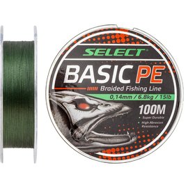 Шнур Select Basic PE 150m 0.14mm 15lb/6.8kg темно-зеленый (1870.18.23), Диаметр, мм: 0.14 мм, Разрывная нагрузка, кг : 6.8 кг