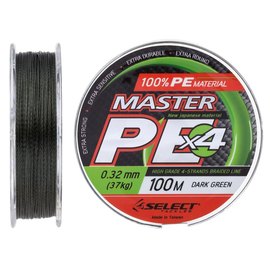 Шнур Select Master PE 100m 0.32mm 37kg темно-зеленый (1870.15.97), Диаметр, мм: 0.32 мм, Разрывная нагрузка, кг : 37