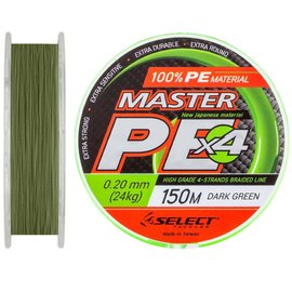 Шнур Select Master PE 150m 0.20mm 24kg темно-зеленый (1870.01.77), Диаметр, мм: 0.20 мм, Разрывная нагрузка, кг : 24