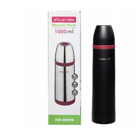 Термос Kamille 1000мл черный/красный KM-2059B, изображение 2
