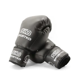 Боксерские перчатки Sportko 10oz черные ПД1 10oz, Вес: 10 унций, Цвет: Чёрный, изображение 2