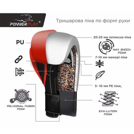 Боксерські рукавички PowerPlay 3017 Червоні карбон 16 ун (PP_3017_16oz_Red), Вага: 16 унцій, зображення 6