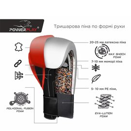 Боксерські рукавички PowerPlay 3087 Чорні 12 ун (PP_3087_12oz_Black), Вага: 12 унцій, зображення 6