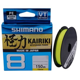 Шнур Shimano Kairiki 8 PE Yellow 150m 0.13mm 8.2kg (59WPLA58R32), Диаметр, мм: 0.13 мм, Разрывная нагрузка, кг : 8.2
