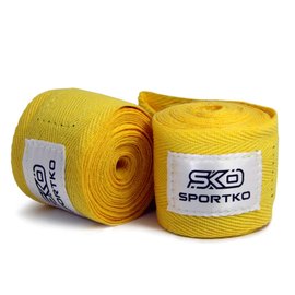 Бинты боксерские Sportko 4м х\б, пара желтые В2, Цвет: Жёлтый