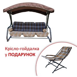Садовая качель Vitan Кристина (шотландия коричневая клетка) + кресло-качалка 2140087
