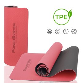 Килимок для йоги та фітнесу Power System PS-4060 TPE Yoga Mat Premium 183х61х0,6см Червоний (4060RD-0), Колір: Червоний, зображення 3
