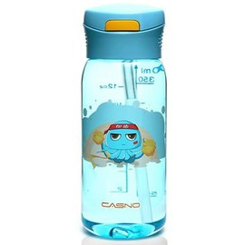 Бутылка для воды Casno 400 мл KXN-1195 Синяя Осьминог с соломинкой (KXN-1195_Blue), Цвет: Dark blue