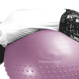 М'яч для фітнесу (фітбол) напівмасажний PowerPlay 4003 Ø65 cm Gymball Ліловий + насос (PP_4003_65cm_Violet), Колір: Ліловий, зображення 4