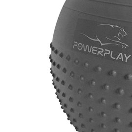 М'яч для фітнесу (фітбол) напівмасажний PowerPlay 4003 Ø65 cm Gymball Сірий + насос (PP_4003_65cm_Light-grey), Колір: Сірий, зображення 4