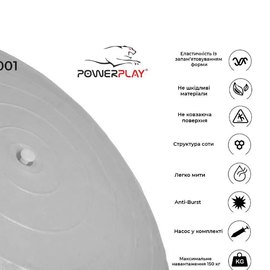М'яч для фітнесу (фітбол) PowerPlay 4001 Ø65 cm Gymball Сірий + насос (PP_4001_65_Grey), Колір: Сірий, зображення 2