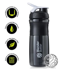 Шейкер спортивный BlenderBottle SportMixer Flip 28oz/820ml Black/White (SM 28oz Black/White), Цвет: Black/White, изображение 2