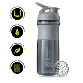Шейкер спортивный BlenderBottle SportMixer Flip 28oz/820ml Grey (SM 28oz Grey), Цвет: Grey, изображение 3
