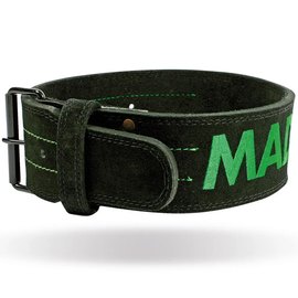 Пояс для тяжелой атлетики MadMax MFB-301 Suede Single Prong кожаный Black/Green XL (MFB-301_XL), Размер: XL