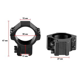 Кольца Discovery Scope Mount Rings Low л/хвост 1inch(30) (180210), изображение 2
