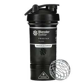 Шейкер спортивный BlenderBottle ProStak 22oz/650ml с двумя контейнерами Black (PS 22oz Black/Black), Цвет: Black