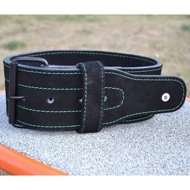 Пояс для тяжелой атлетики MadMax MFB-301 Suede Single Prong кожаный Black/Green XXL (MFB-301_XXL), Размер: XXL, изображение 4