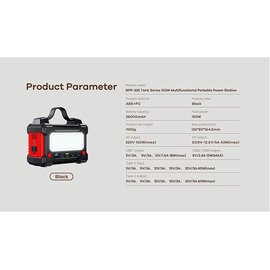 Портативная электростанция Remax Tank Series Power Station RPP-325 36000mAh 150W Black (000009015), изображение 5