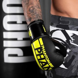 Боксерские перчатки Phantom APEX Elastic Neon Black/Yellow 16 унций (PHBG2300-16), Вес: 16 унций, Цвет: Чёрный/Жёлтый, изображение 4