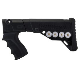 Приклад DLG Tactical TBS Utility для помпових рушниць Remington, Mossberg, Maverick чорний з патронташем (DLG-081), зображення 6
