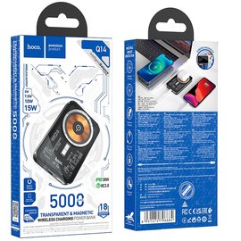 Повербанк HOCO Ice Crystal magnetic fast charging Q14 5000 mAh Black (000010081), Цвет : Чёрный, изображение 4