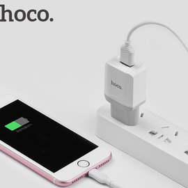 Зарядное устройство Hoco Lightning cable C22A 1USB, 2.4А White (000001529), Цвет: White, изображение 3