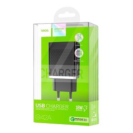 Зарядний пристрій Hoco Vast C42A 1USB, 3A, 18W, QC3.0 Black (000000124), зображення 5