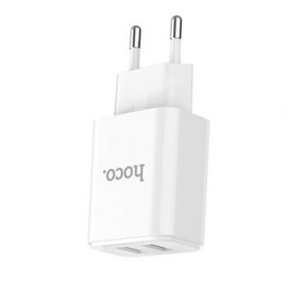 Зарядний пристрій Hoco Victoria with Type-C cable C62A 2USB, 2.1А White (000002324), зображення 2
