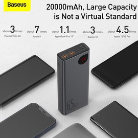 Повербанк Baseus Adaman Metal Digital Display 20000 mAh 65W Black (PPIMDA-D01), Цвет : Чёрный, изображение 3